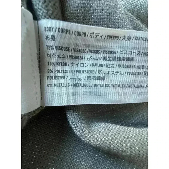 Abercrombie Sparkly Asymmetrical Ruched Mini Sweater Dress Grey Sparkle S/P - Picture 14 of 14